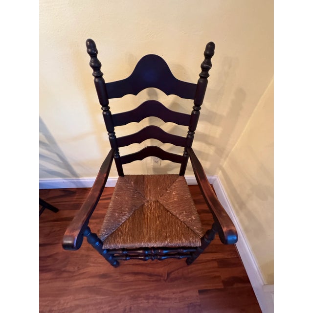 Patina, Patina, Patina! A charming pair of antique French Country style ladderback chairs dating to the late 19th century....