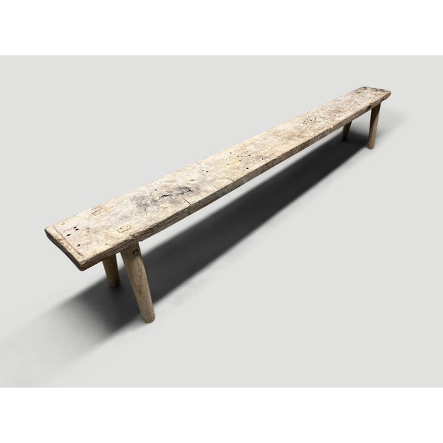 Contemporary Andrianna Shamaris Wabi Sabi Long Teak Wood Bench For Sale - Image 3 of 5