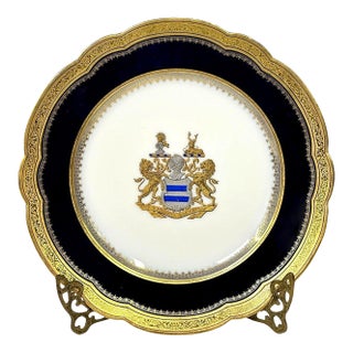 Antique Sevres 1848 Chateau Des Tuileries Cobalt Gilt Armorial Cabinet Plate For Sale