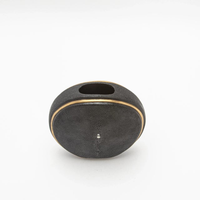 Shagreen Vase With Brass Details by R&y Augousti For Sale In Los Angeles - Image 6 of 7