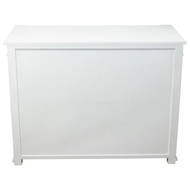 Vintage Elegant White Mirrored Buffet Sideboard With Diamond Lattice Detail For Sale - Image 11 of 17
