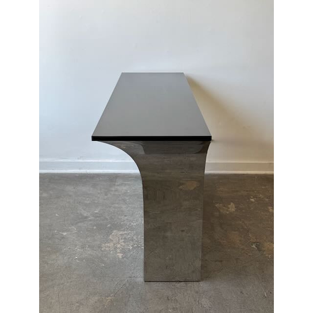 1980s Sally Sirkin Lewis Style Steel & Granite Console Table For Sale - Image 13 of 14