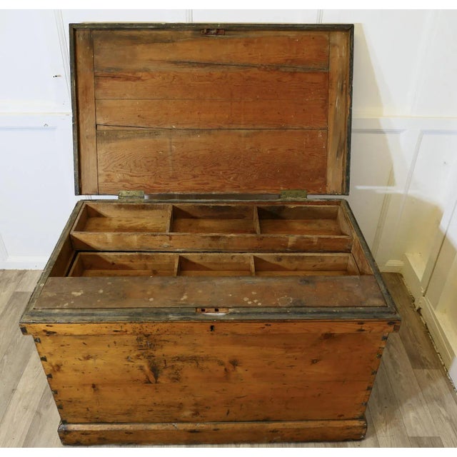 Victorian Darkened Pine Carpenters Box For Sale - Image 4 of 9