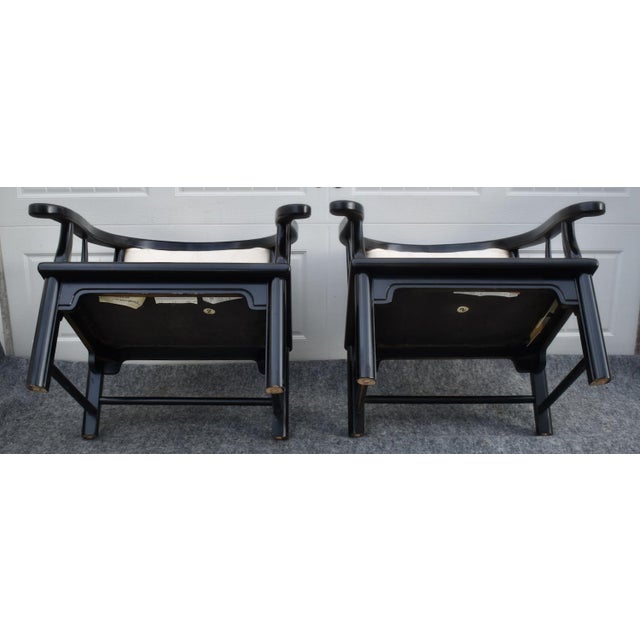 Asian American of Martinsville Armchairs Vintage Horseshoe Ming Lounge Pair MCM For Sale - Image 3 of 15