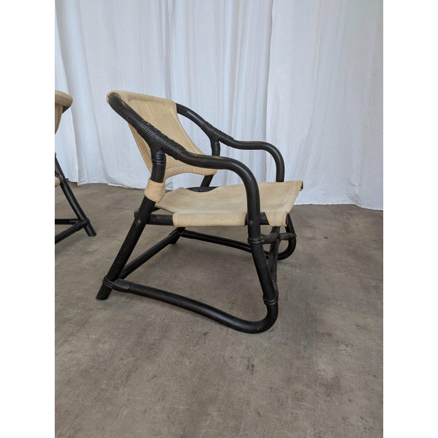 Vintage Espri Safari Lounge Chair in Black Bamboo and Beige Fabric, 1970s For Sale - Image 4 of 18