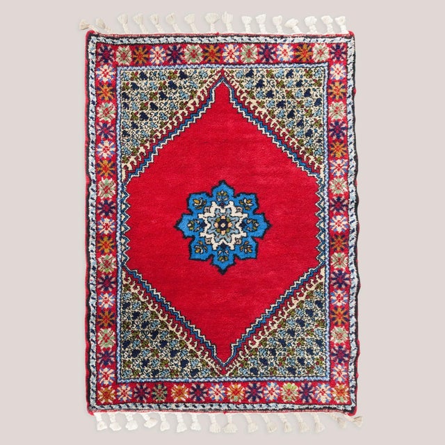 Textile Vintage Hand-Knotted Moroccan Berber Wool Rug, 1960s For Sale - Image 7 of 7