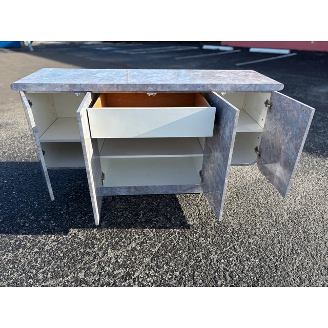 Postmod Faux Marble Floating Credenza For Sale In Tampa - Image 6 of 7