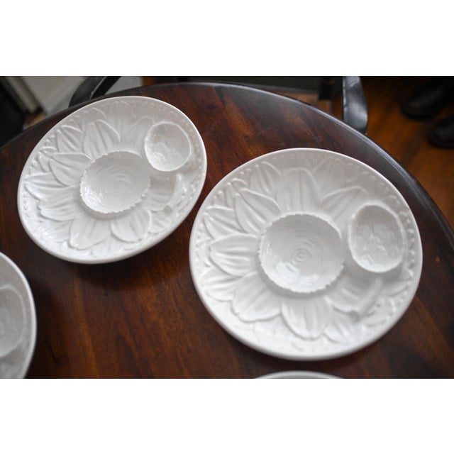 Ceramic 1980s Set of 5 Cream White Majolica Asparagus Serving Dishes For Sale - Image 7 of 11