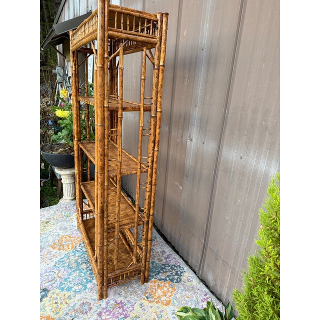 Wood Vintage Brighton Pavilion Style Bamboo Etagere Shelving For Sale - Image 7 of 8