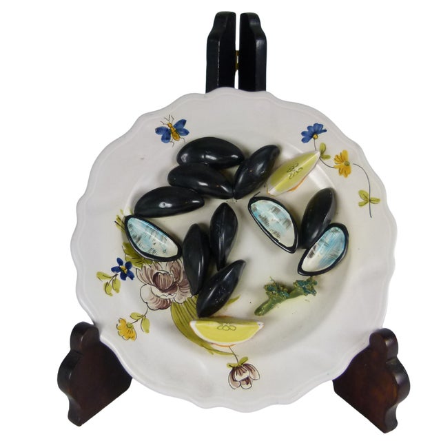 Charming vintage 1950s/1960s Italian hand painted high-relief Seafood display plate! Produced by artisan workshops in...