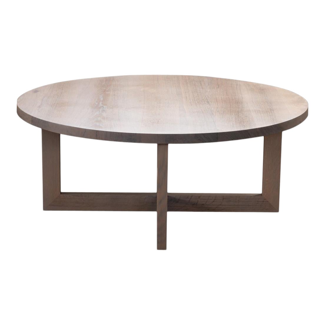 Round Grey Wood Coffee Table in Stained Urban Oak Chairish