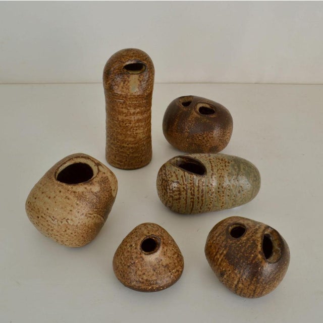 1960s Studio Ceramic Pebble Vases in Earth Tones by Jaan Mobach, 1967, Set of 13 For Sale - Image 5 of 15