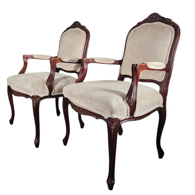 Drexel Heritage Drexel Heritage Louis XV Style Bergere Armchairs French Rococo Pair 41" For Sale - Image 4 of 16