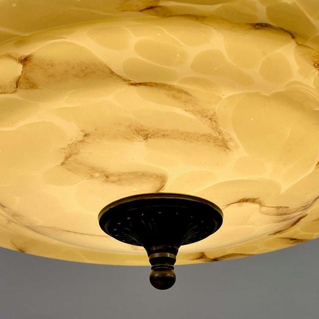 Art Deco Marbled Opaline Glass and Brass Pendant, Germany, 1930s For Sale - Image 16 of 18