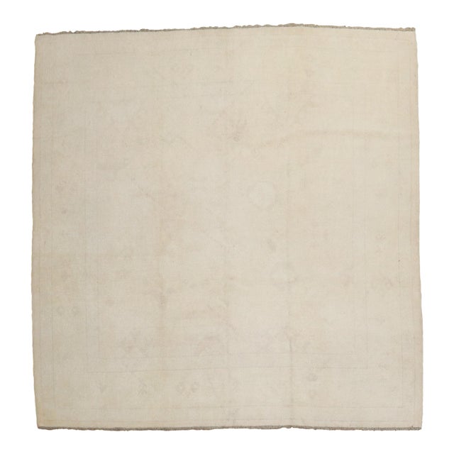Early 20th Century Old Wool Turkish Square Oushak - 6'6" x 6'7" For Sale