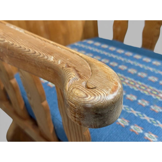 Krogenæs Møbler, Armchairs, Pine, Blue Fabric, Norway, 1970s For Sale - Image 9 of 13