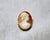 Antique Victorian hand-carved shell cameo brooch pendant depicting a helmeted classical female figure in profile, possibly...