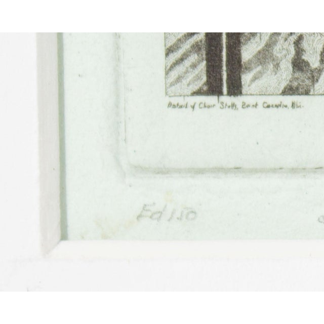 1938 "Detail of Choir Stalls, Saint Cecilia, Albi" Miniature Etching byJohn Taylor Arms For Sale - Image 4 of 7