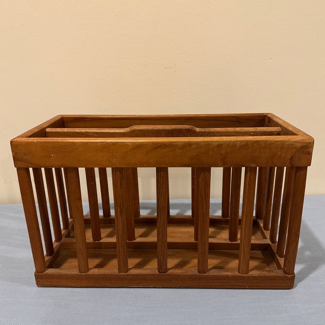 Mid Century Danish Teak wood magazine holder made in Thailand by Goodwood. It is just as practical for holding files, or...