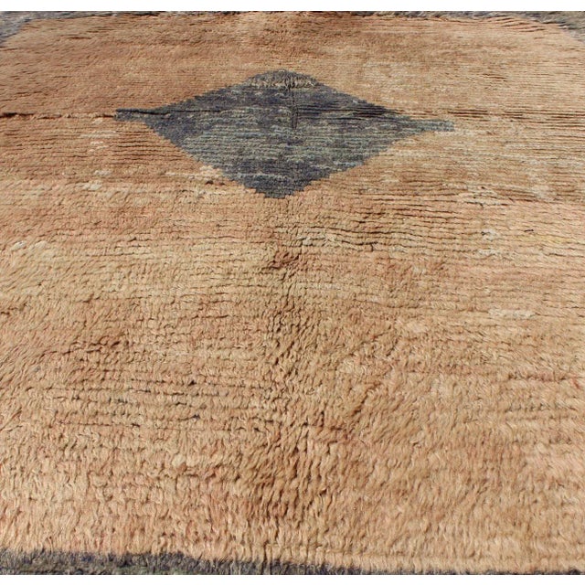 Textile Mid 20th Century Modern & Minimalist Design Turkish Vintage Tulu Rug in Light Taupe & Gray Blue For Sale - Image 7 of 12