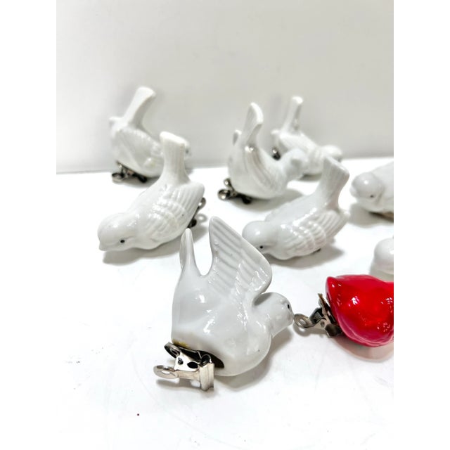 Vintage Ceramic Clip-on Bird Ornaments – Mid Century Tree Decorations, Set of 9 For Sale In Louisville - Image 6 of 7