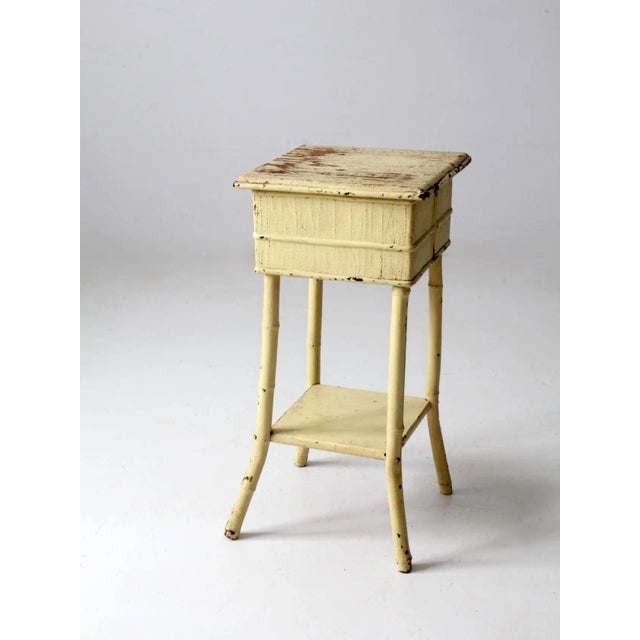 Antique Painted Side Table With Storage Top For Sale - Image 6 of 13