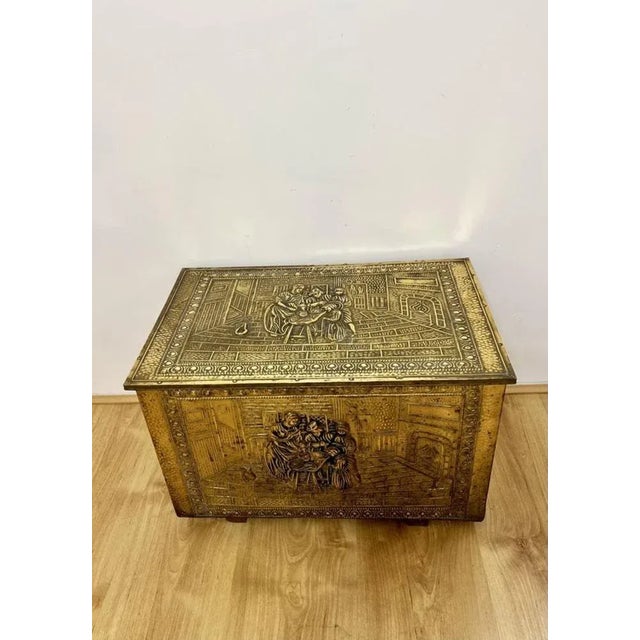 Antique Ornate Brass Coal Box, 1920s For Sale - Image 6 of 8