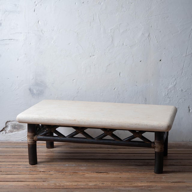 Shou Sugi Ban Bamboo and Stone Coffee Table, 1980s For Sale - Image 10 of 18