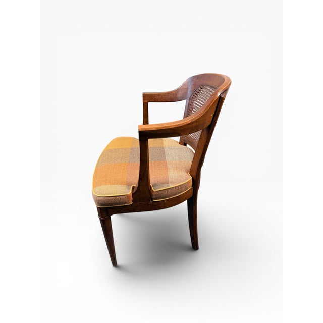 Taupe Set of 4 Vintage Henredon Cane Back Dining Chairs – 2 Armchairs & 2 Side Chairs With New Upholstery For Sale - Image 8 of 18