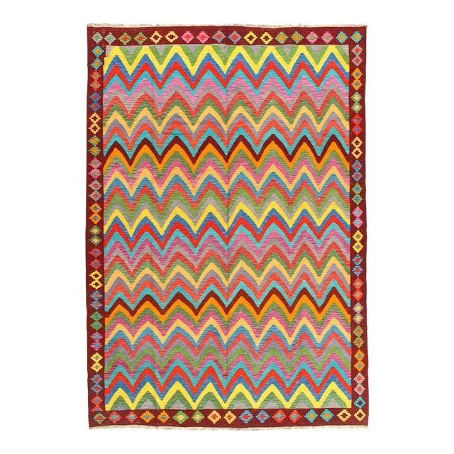 Pasargad DC Reversible Kilim Flat Weave Wool on Wool Rug For Sale