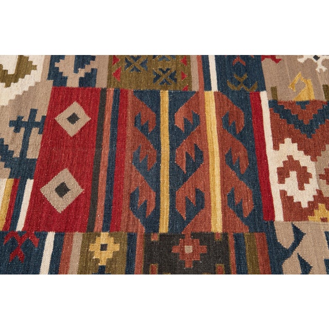21st Century Modern Kilim Rug 8 '3'' X 9' 8'' For Sale - Image 9 of 12