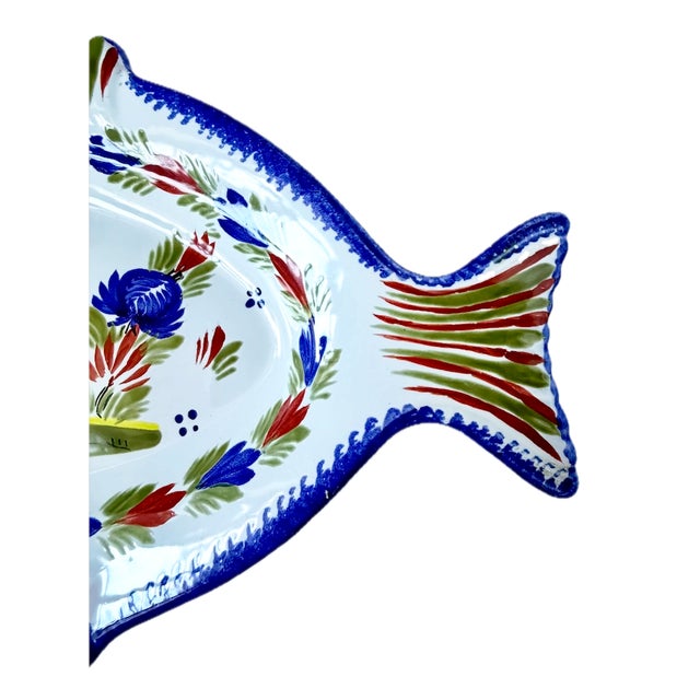 Ceramic Vintage Henriot Quimper Fish Serving Platter For Sale - Image 7 of 12