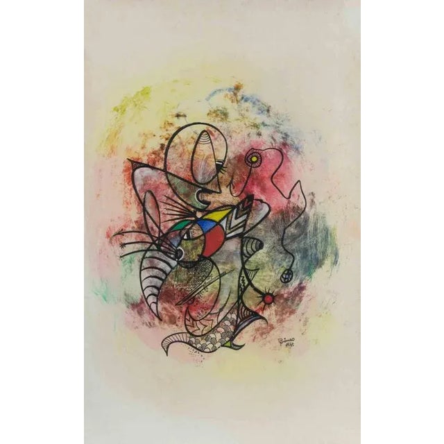 Enrico Bianco, Abstract Composition, Mixed Media Drawing, 1979 For Sale - Image 4 of 4