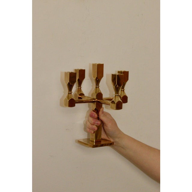 Gold Vintage Swedish Brass Candelabra by Gusum, 1990 For Sale - Image 8 of 11