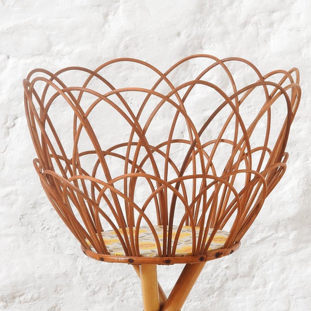 Mid-Century Bamboo Rattan Plant Stand, France, 1960s For Sale - Image 4 of 9