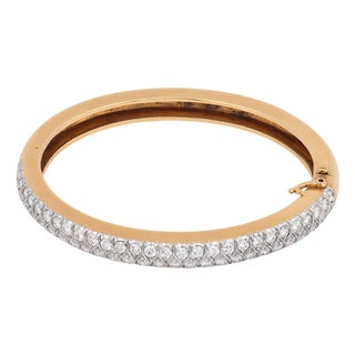 Vintage Diamond 14k Yellow Gold Bangle Bracelet For Sale