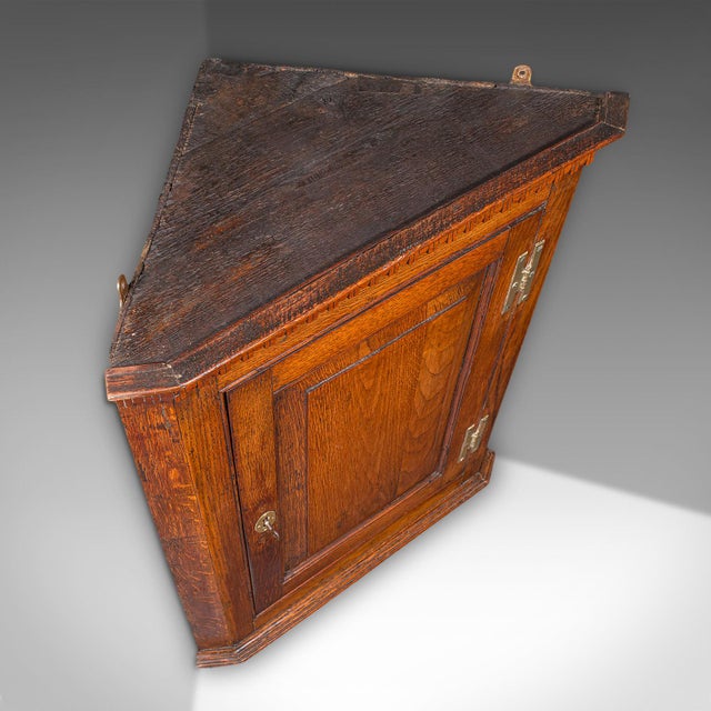 Small Antique Corner Cabinet, English, Golden Oak, Hanging Cupboard, Georgian For Sale - Image 4 of 10