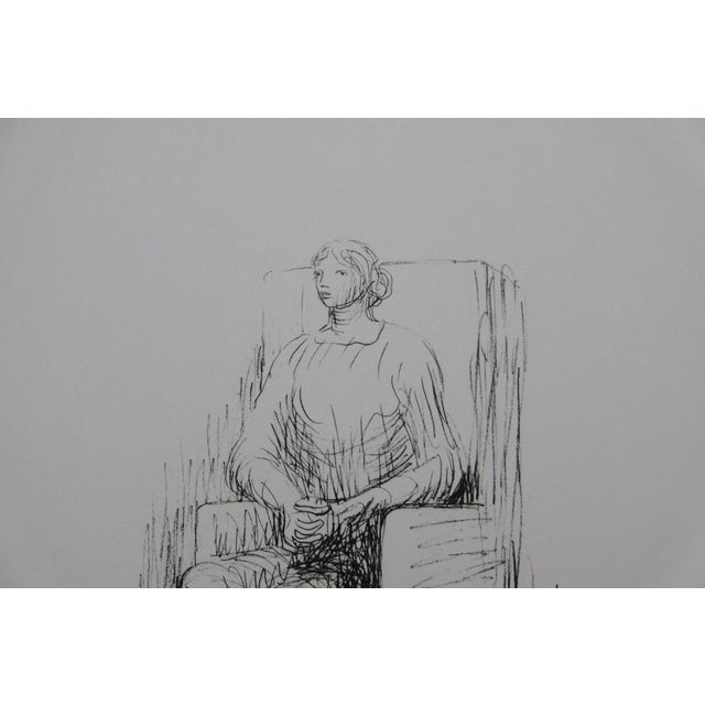 Modern Henry Moore, Woman Sitting in an Armchair, Original Signed Lithograph For Sale - Image 3 of 7