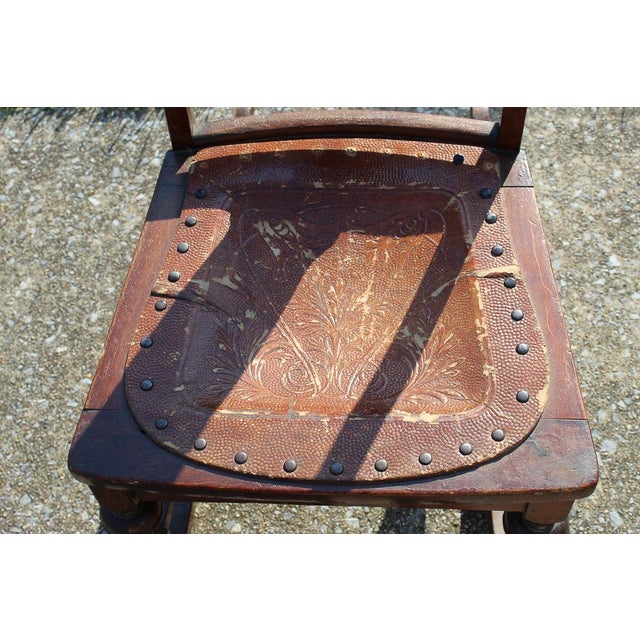 19th Century Queen Anne Sewing Rocker Rocking Chair with Leather Seat