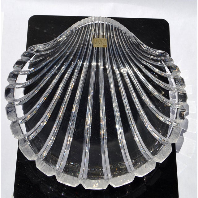 Vintage Mikasa Walther Glas Seascape Clear Thick Crystal Seashell Platter Centerpiece Bowl For Sale - Image 11 of 11
