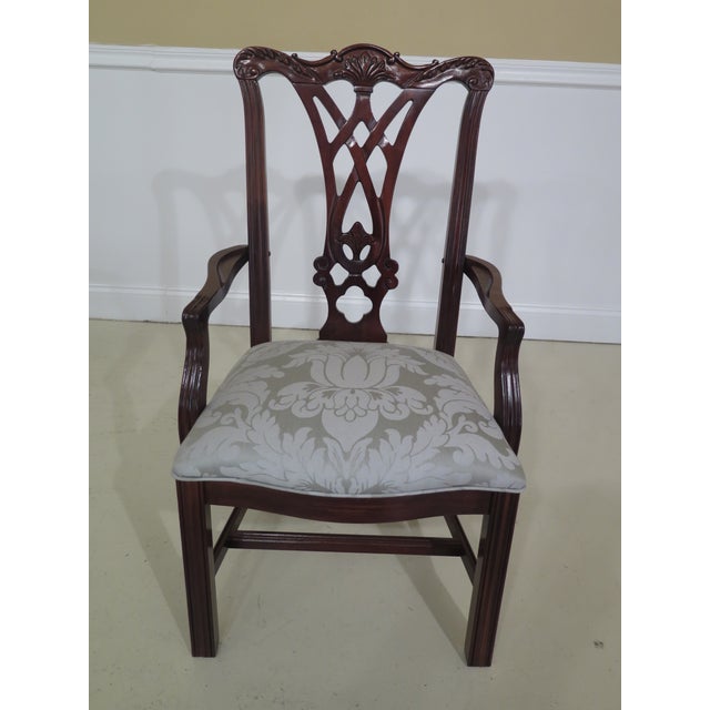 1990s Vintage Thomasville Chippendale Style Mahogany Dining Room Chairs