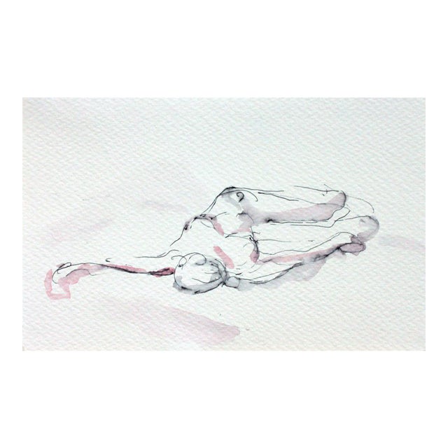 This ink drawing on paper is of twisting reclined female figure. I love life drawing, especially exploring the line...