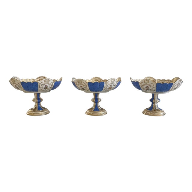 Fruit Bowls in Polychrome and Gilt Porcelain from Meissen, 1850s, Set of 3 For Sale