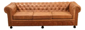 Chesterfield Style 8 Foot Distressed Brown Tufted Leather Sofa