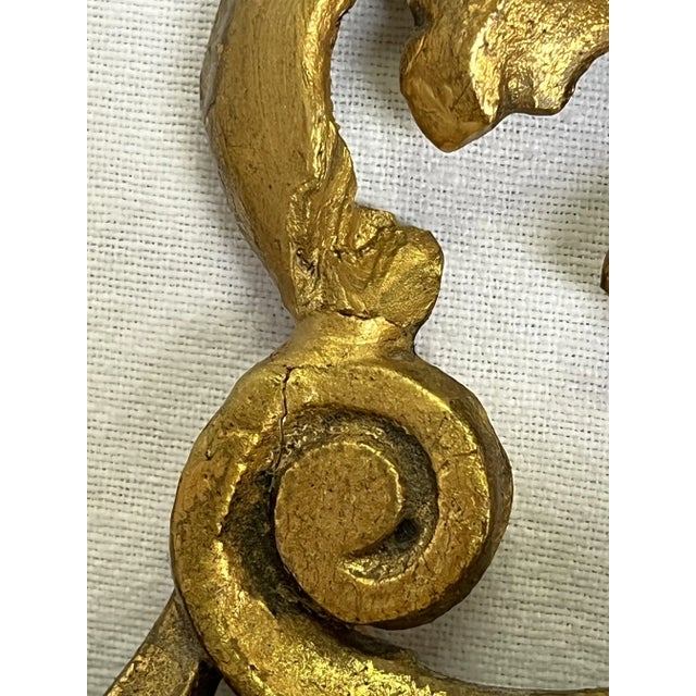 Vintage Italian Rococo Style Gilt Carved Wood Wall Brackets- a Pair For Sale - Image 11 of 13