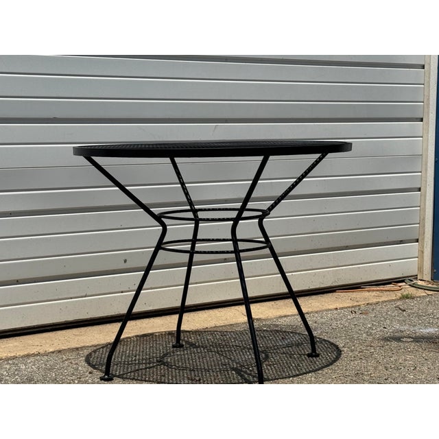 Vintage Salterini Style Wrought Iron Mesh Patio Table – 36” Round For Sale - Image 9 of 12