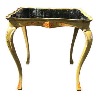 Italian Hand Painted Mirror Top Side Table For Sale