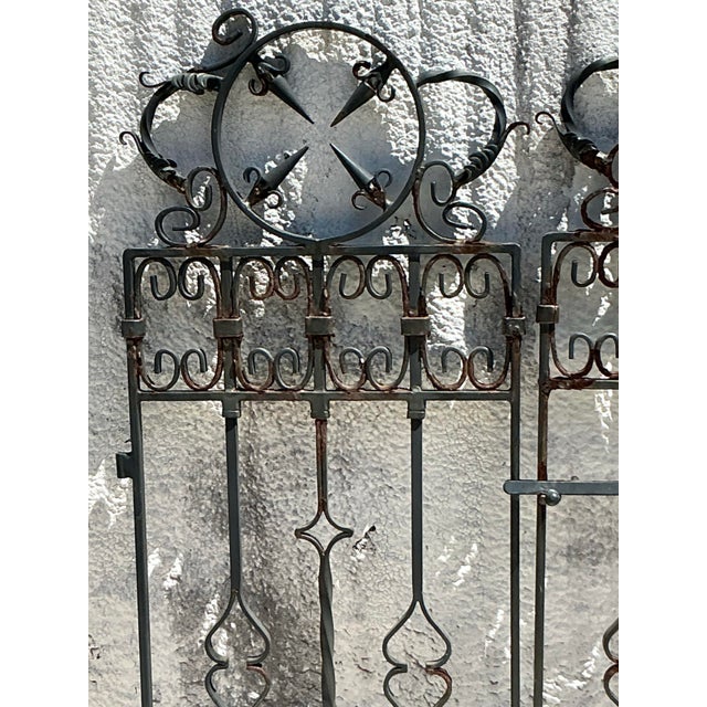 Metal Vintage Boho Wrought Iron Gates - Set of 2 For Sale - Image 7 of 9