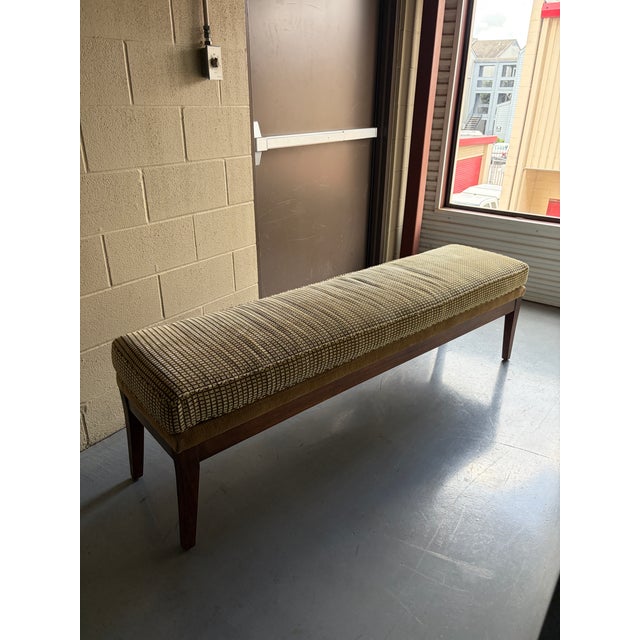 Upholstered Walnut Frame Accent Bench McM-Inspired Transitional Traditional For Sale - Image 4 of 10