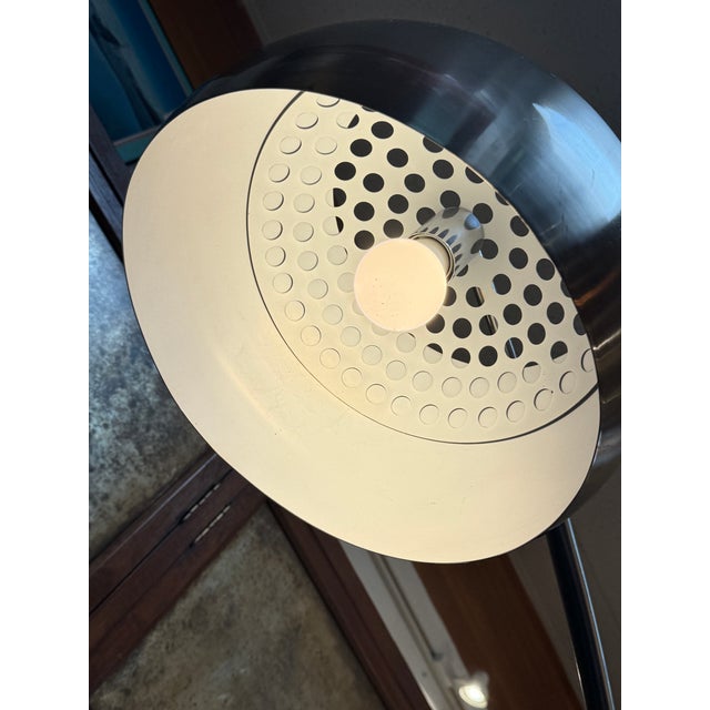 Arching Chrome Floor Lamp With Marble Base For Sale In San Francisco - Image 6 of 12